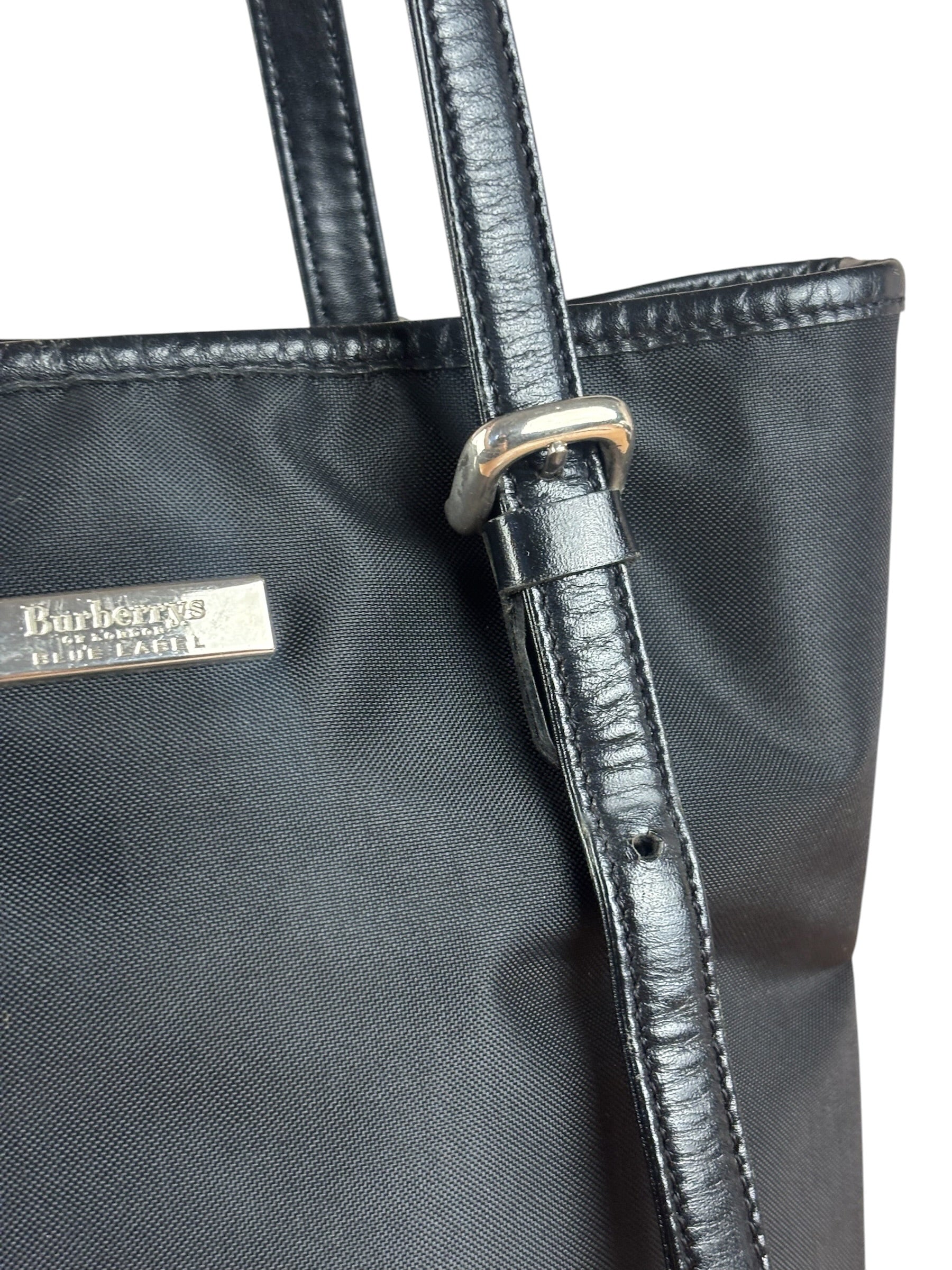 Burberry Vintage Blue Label Nylon Bucket Tote Bag