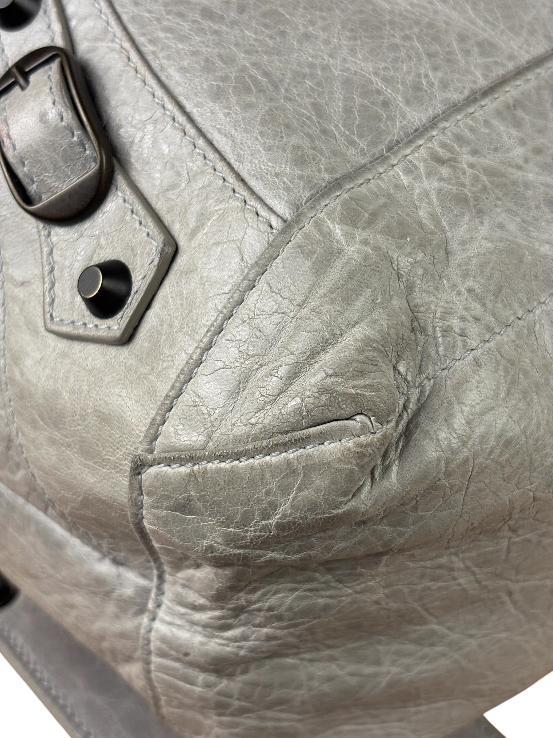 Balenciaga Grey Lambskin Day Moto Hobo Bag