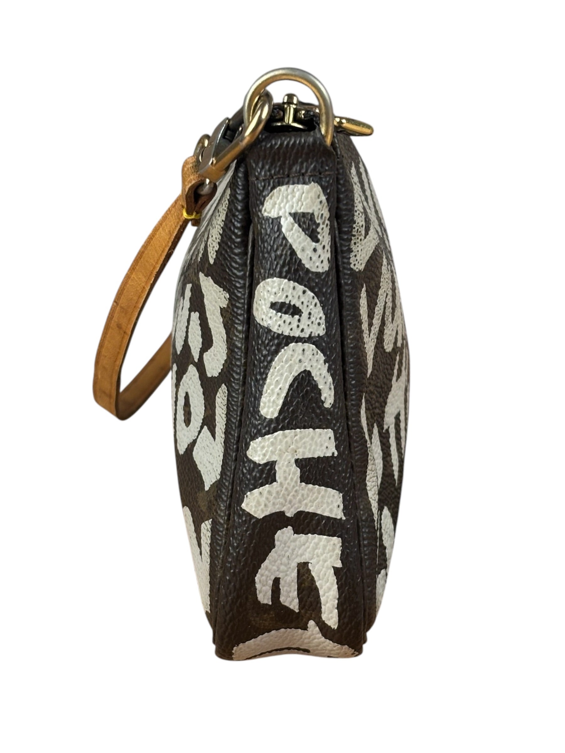 Louis Vuitton Graffiti Canvas Monogram White Spray-Paint Pochette