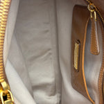Miu Miu Beige/Brown Bicolor Leather Madras Handbag