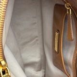 Miu Miu Beige/Brown Bicolor Leather Madras Handbag