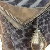 Bottega Veneta Vintage Blue Leopard Chenille Shoulder/Hand Bag
