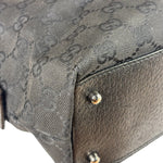 Gucci Black Leather Trim GG Top Handle Bag