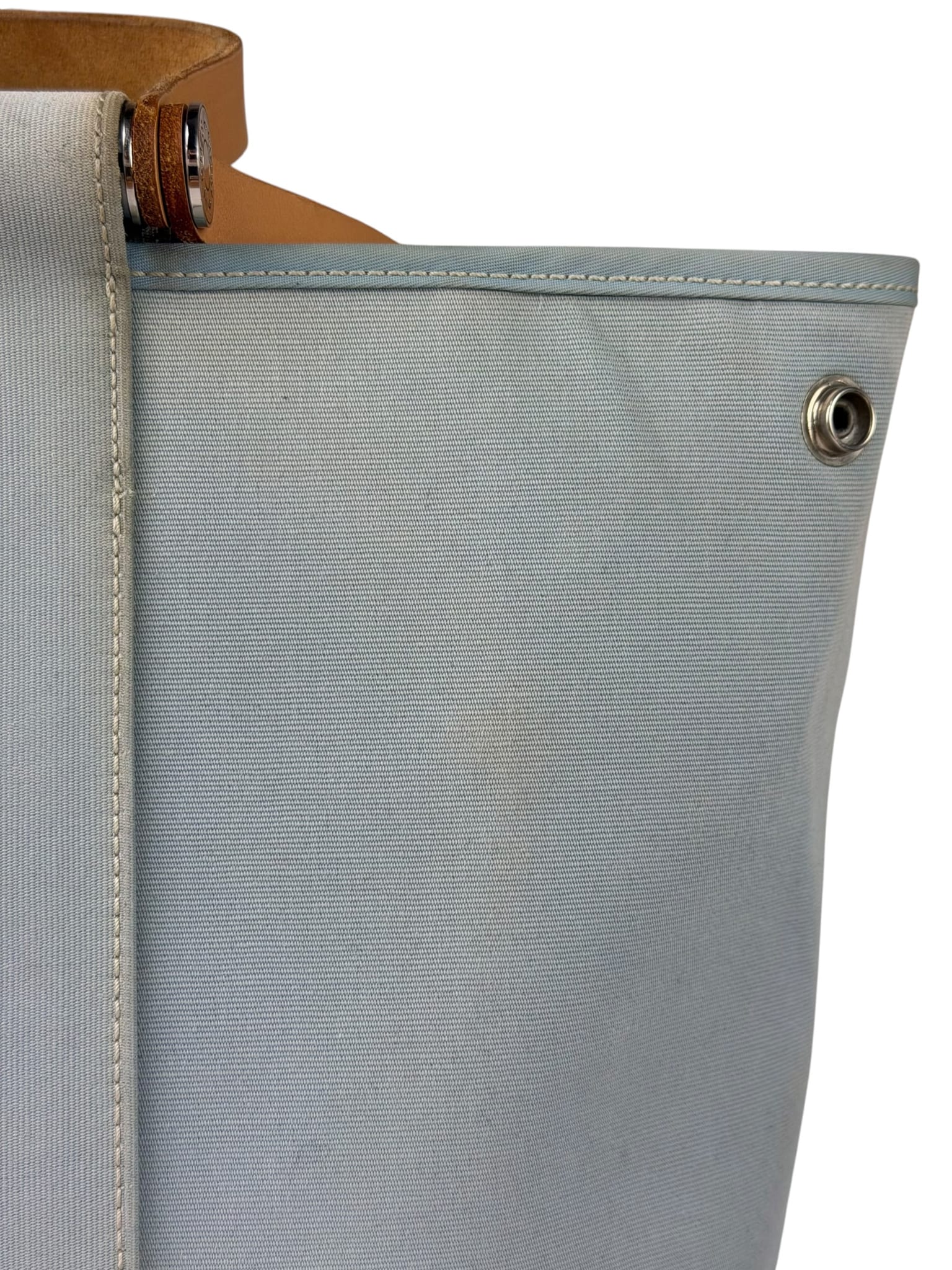 Hermes Light Blue Canvas Leather Trim Cabag Elan Tote