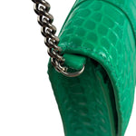 Balenciaga Green Crocodile Embossed Hourglass Wallet On Chain