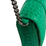 Balenciaga Green Crocodile Embossed Hourglass Wallet On Chain