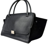 Celine Black Leather/Suede Trapeze Medium Handbag
