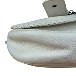 Christian Dior White Leather Gaucho Double Saddle Shoulder Bag