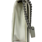 Chanel White Brushed Leather L Boy Bag 2012