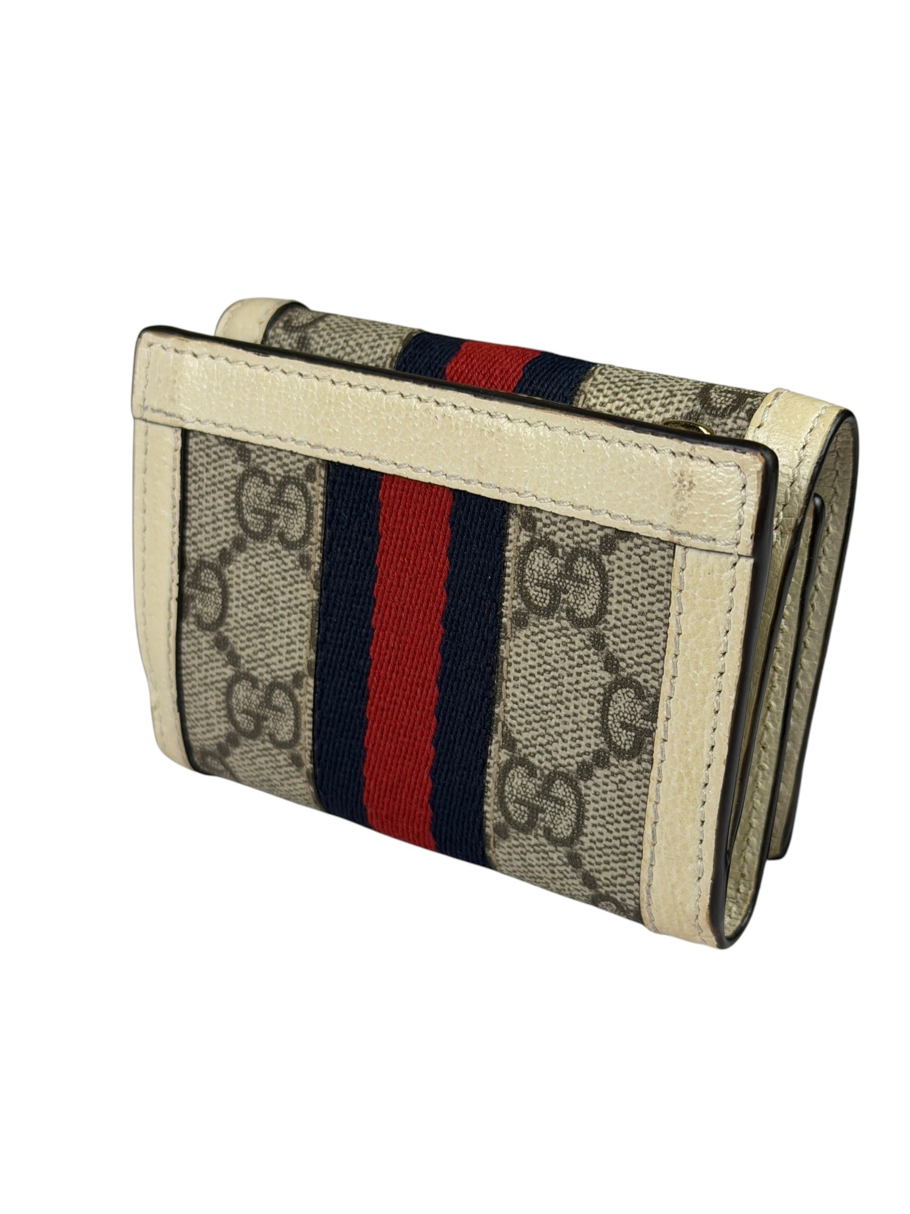 Gucci Beige Leather Trim Ophidia GG Supreme Card Case