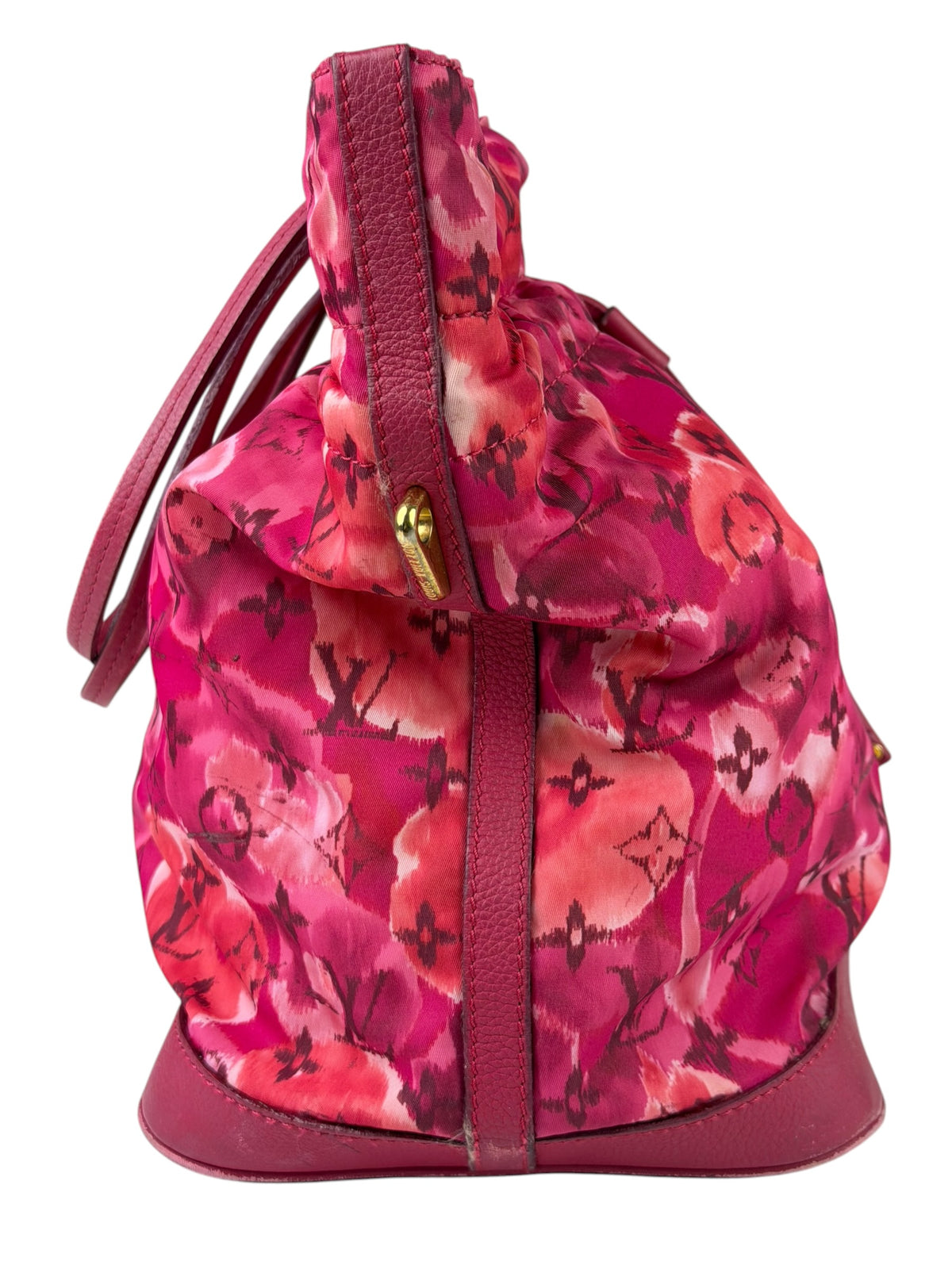 Louis Vuitton Pink Leather Trim Floral Ikat Noefull PM