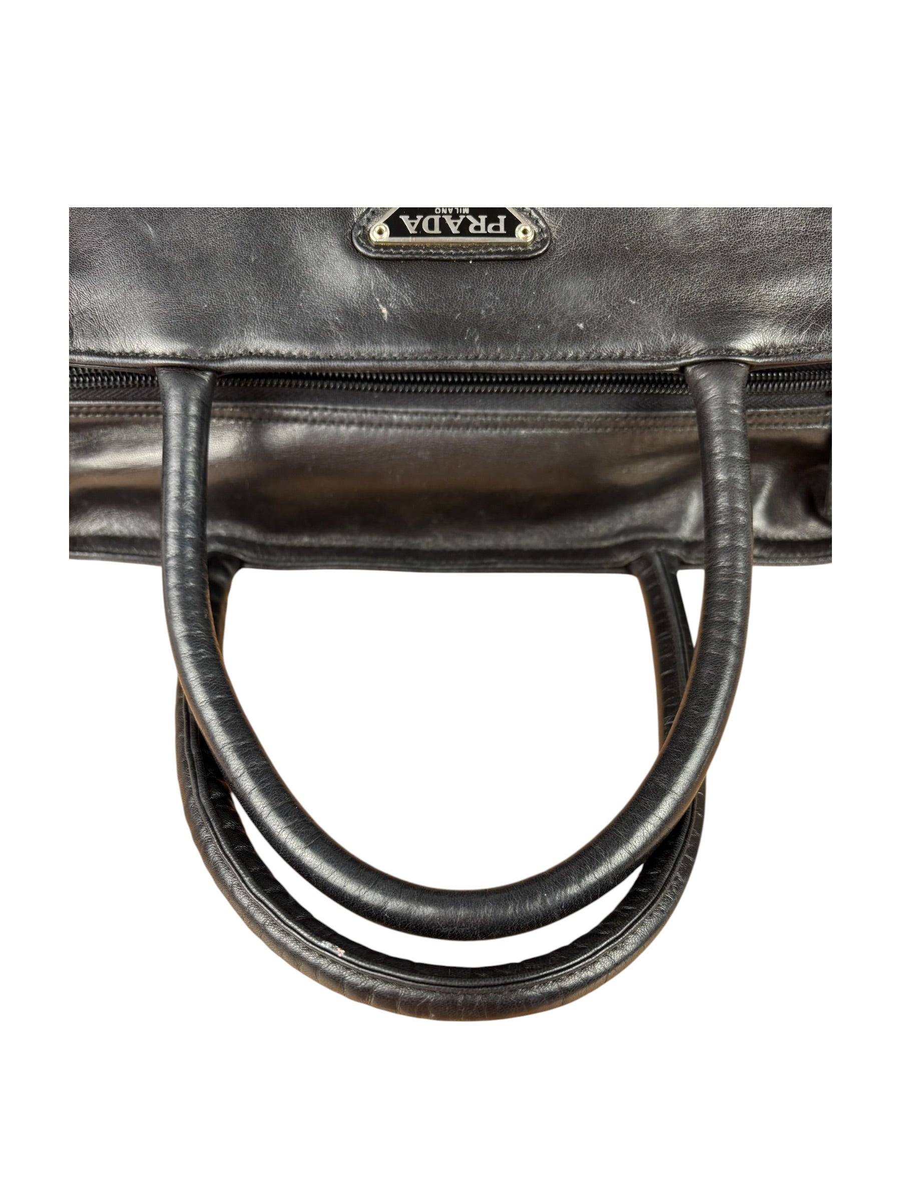 Prada Black Leather Tote Bag