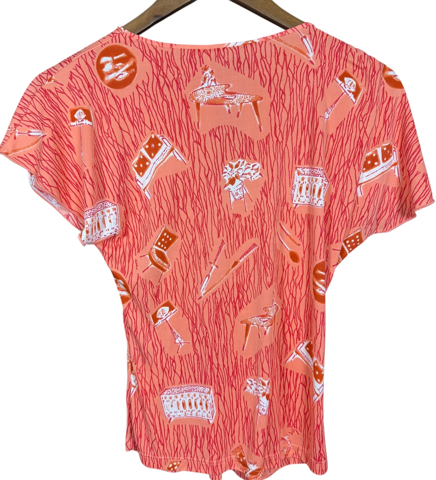 Fendi Tessuto Nylon Orange Graphic Top