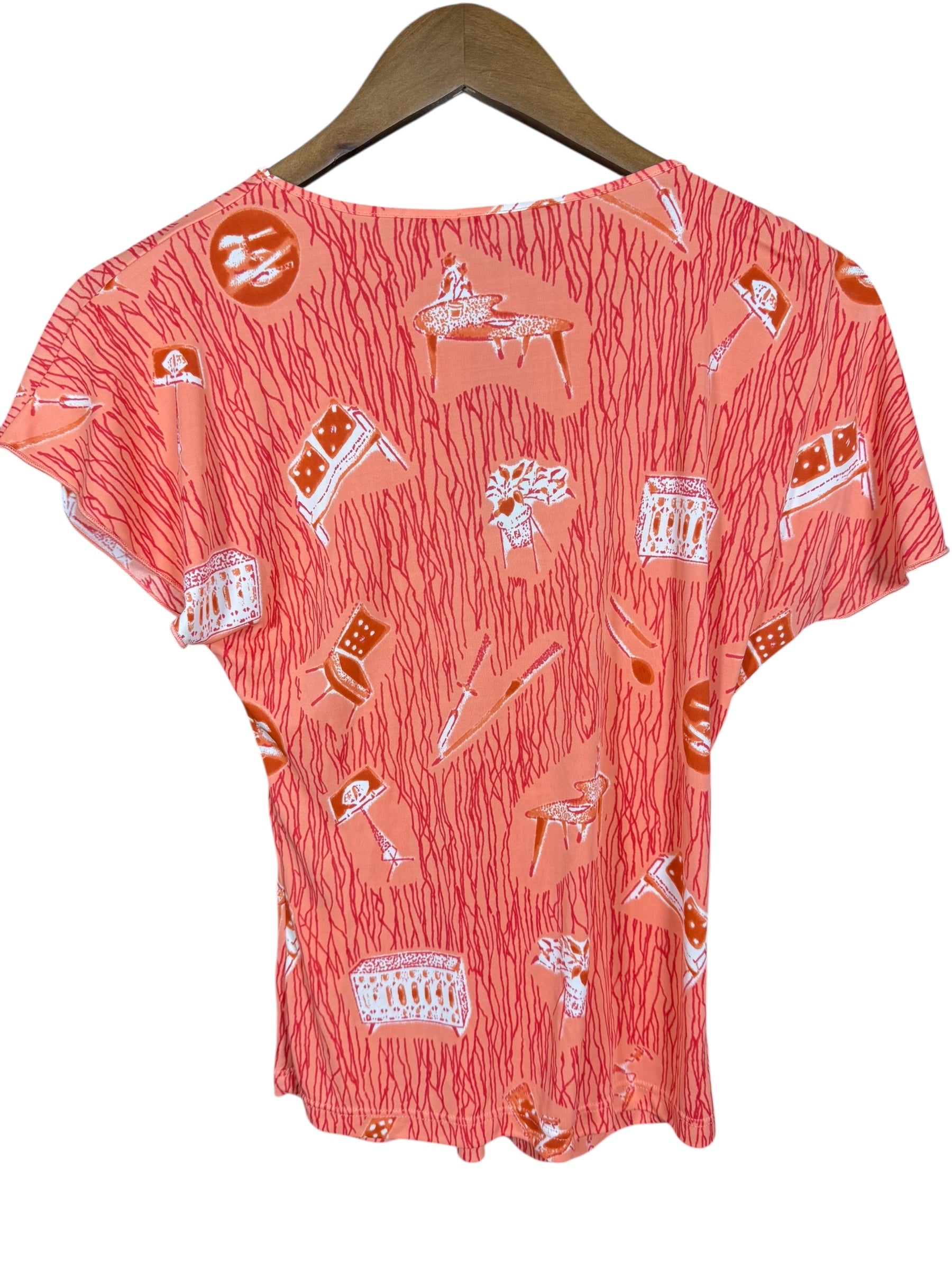 Fendi Tessuto Nylon Orange Graphic Top