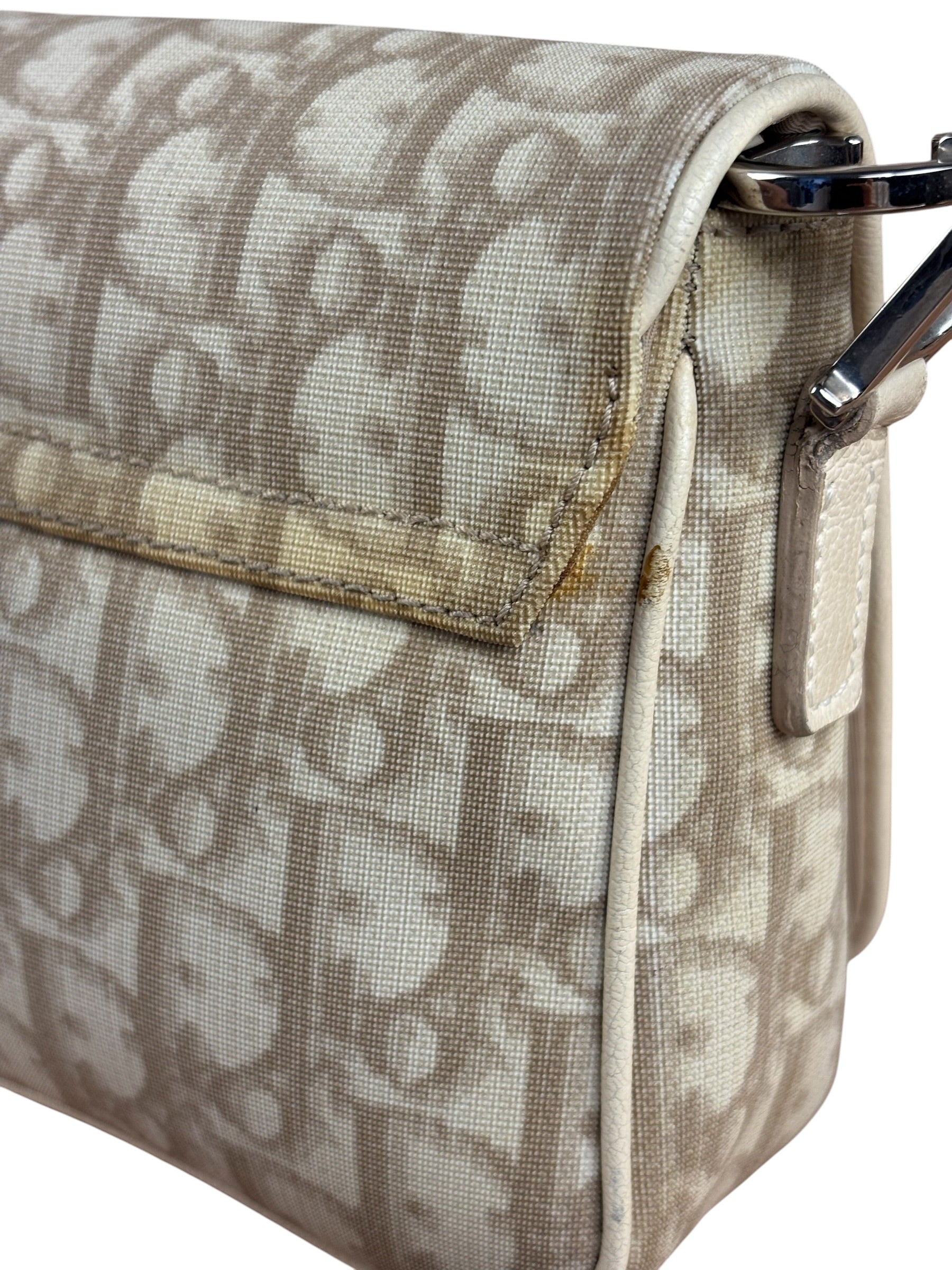 Christian Dior Beige Embroidered Trotter Flap Crossbody Bag