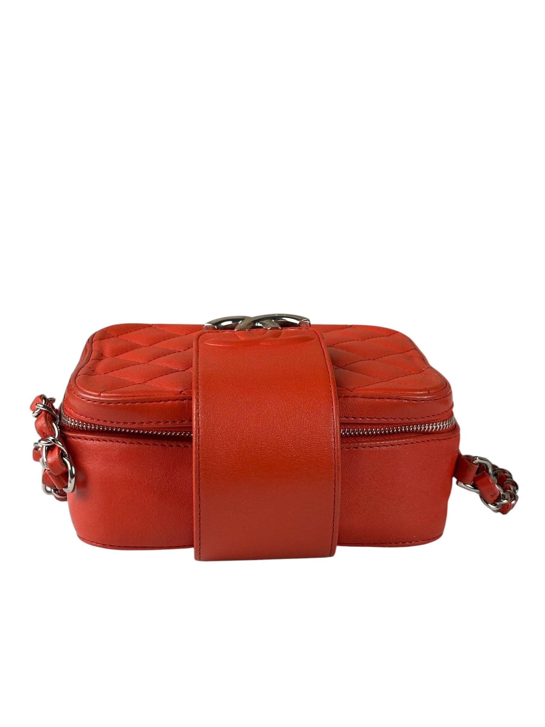 Chanel Red Quilted Lambskin Nano CC Box Camera Bag 2018