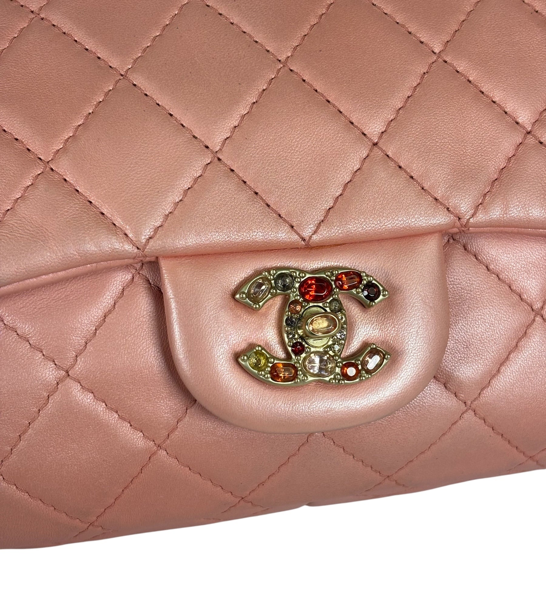 Chanel Pink Quilted Lambskin Precious Jewel Flap Bag 2010