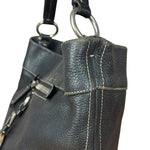 Prada Vintage Black Pebbled Leather Hobo Bag