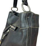Prada Vintage Black Pebbled Leather Hobo Bag