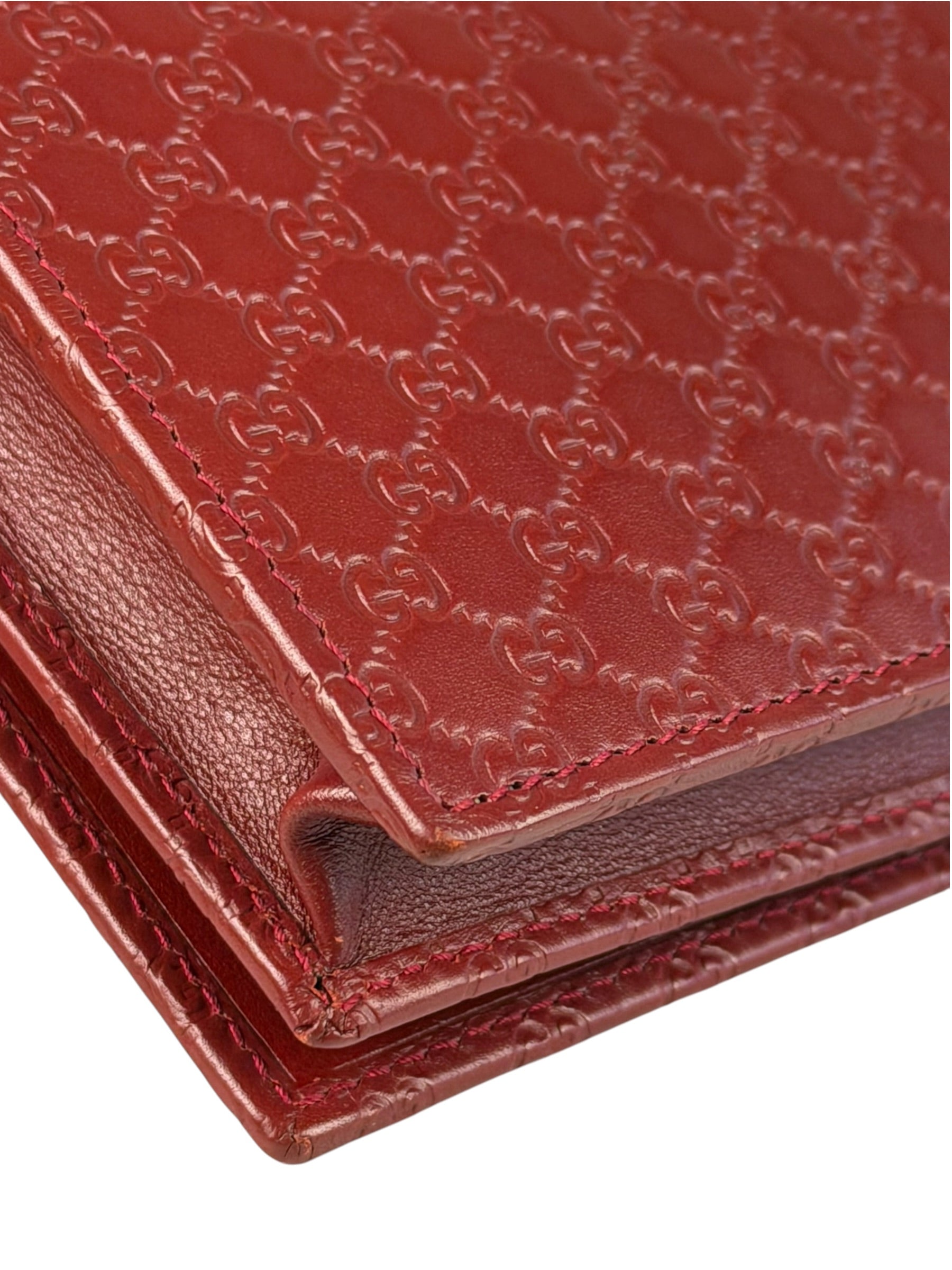 Gucci Red Micro GG Leather Crossbody Wallet