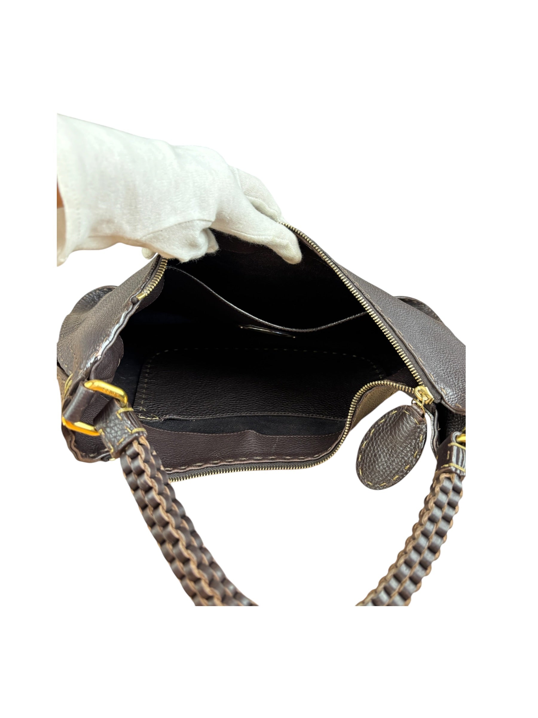 Fendi Brown Selleria Leather Hobo Bag