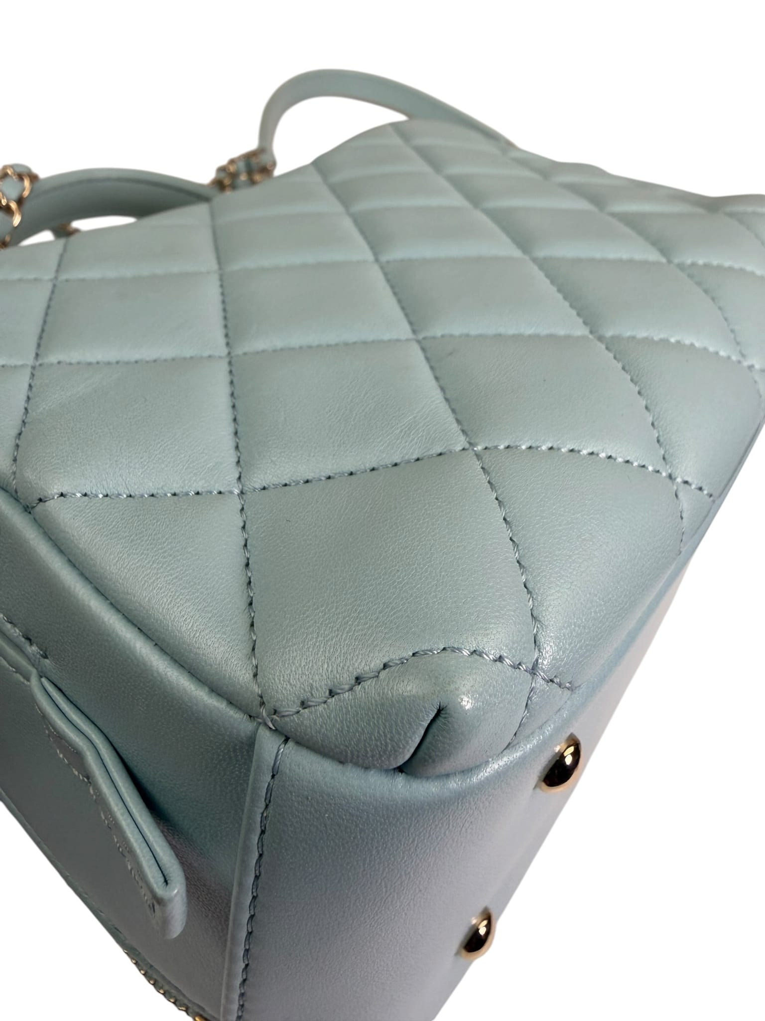 Chanel Light Blue Quilted Lambskin Top Handle Vanity Case 2019