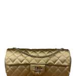 Chanel CC Limited Edition Gold Satin Quilted Flap Bag 2008