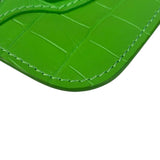 Balenciaga Neon Green Crocodile-Embossed Coin/Card Holder