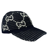 Gucci Navy GG Crochet Cotton Baseball Hat