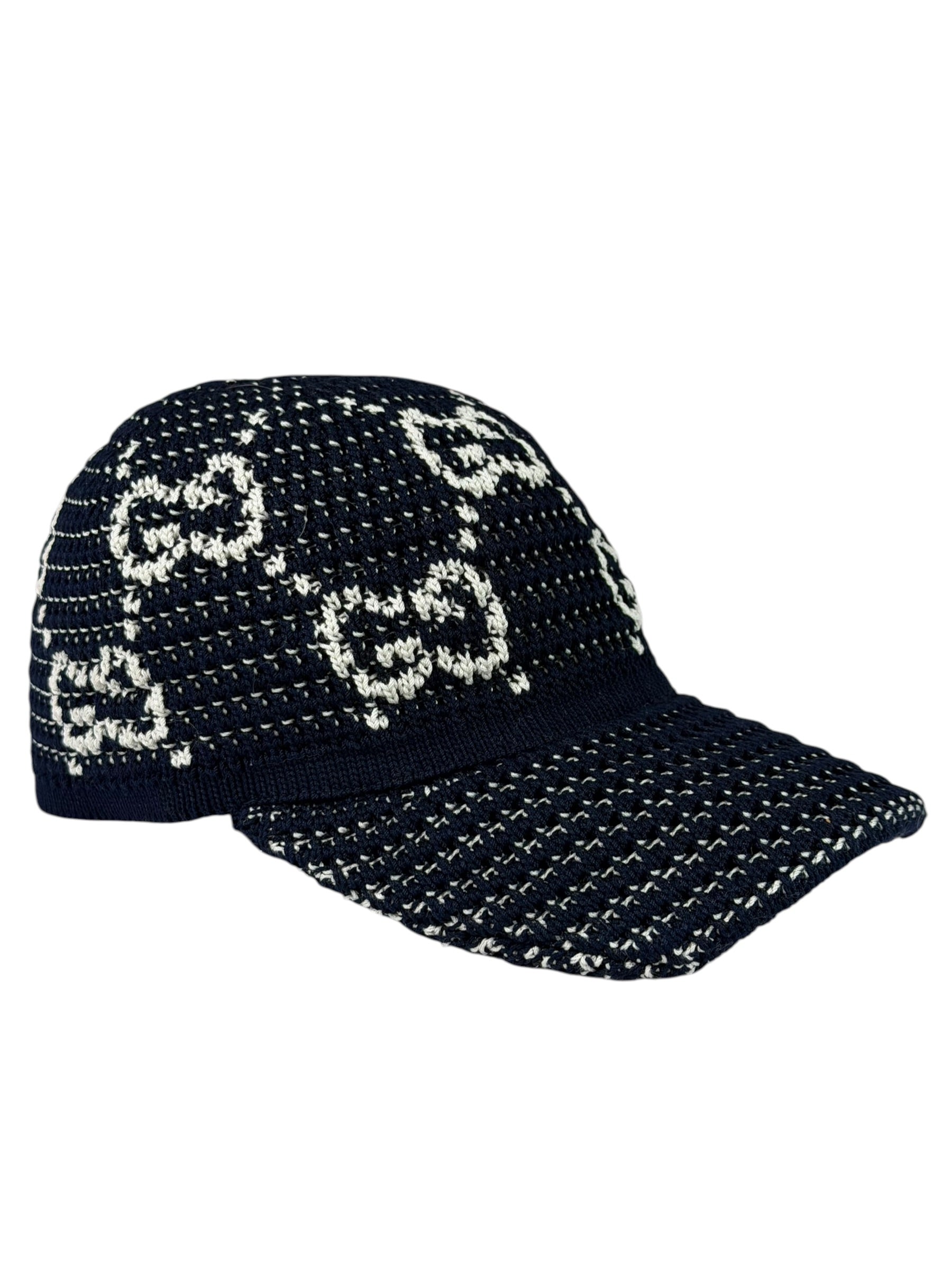 Gucci Navy GG Crochet Cotton Baseball Hat