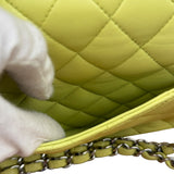 Chanel Yellow Neon Quilted Leather Classic Double Flap Bag 2010
