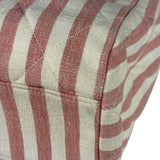 Chanel Vintage Pink/Cream Denim Maxi Stripped Tote 1994