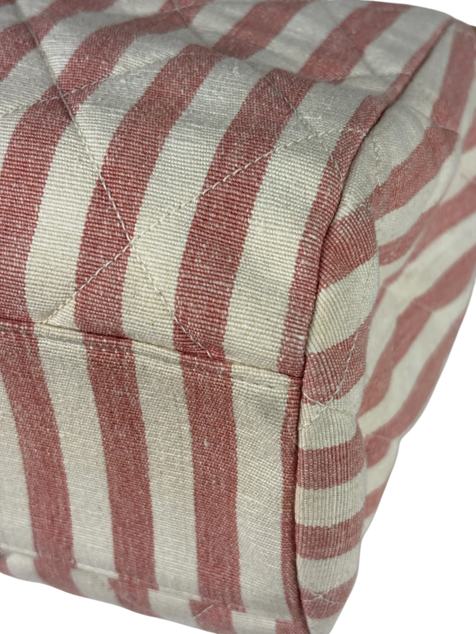 Chanel Vintage Pink/Cream Denim Maxi Stripped Tote 1994