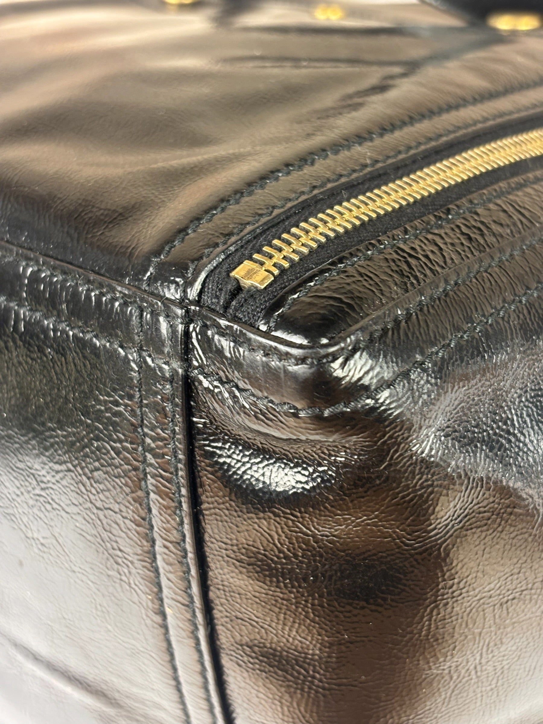 Yves Saint Laurent Black Patent Leather Downtown Tote