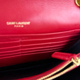 Saint Laurent Red Quilted Leather Vicky Flap Shoulder Bag