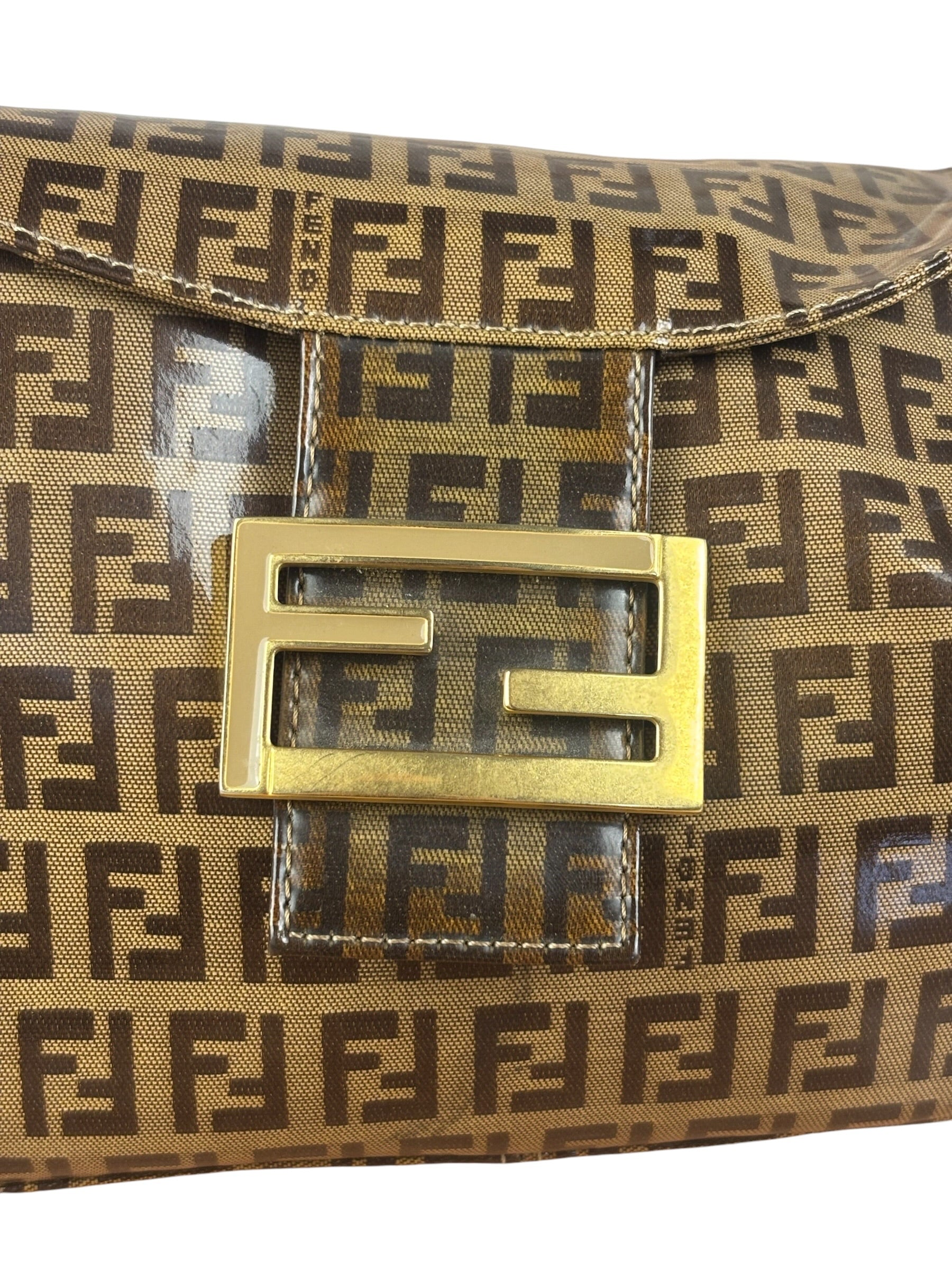 Fendi Vintage FF Canvas PVC Baguette