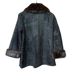 Vintage Black Collar Mink Fur Trim Jacket