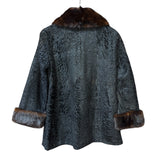 Vintage Black Collar Mink Fur Trim Jacket