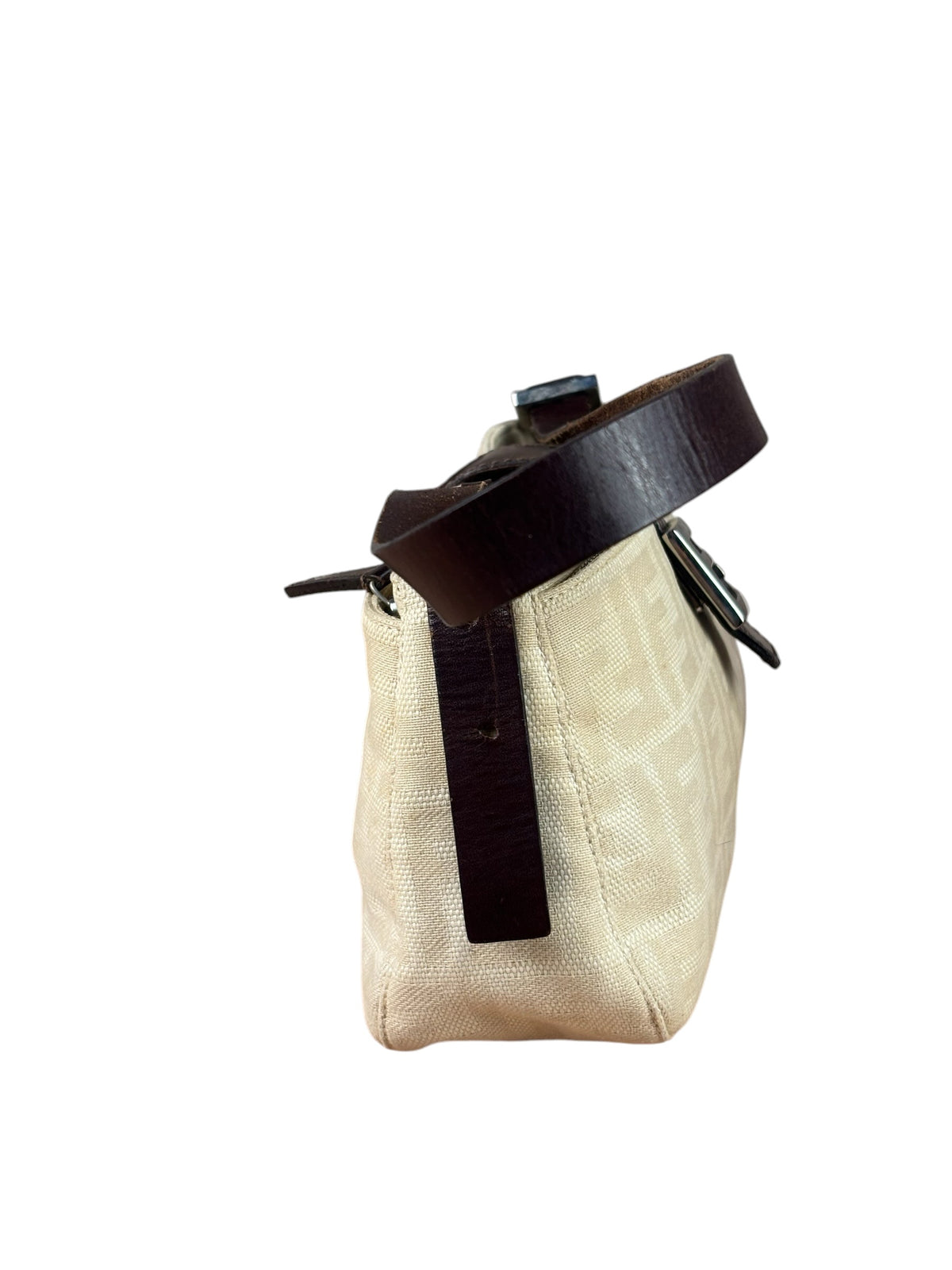 Fendi Cream Zucca Canvas Baguette Shoulder Bag