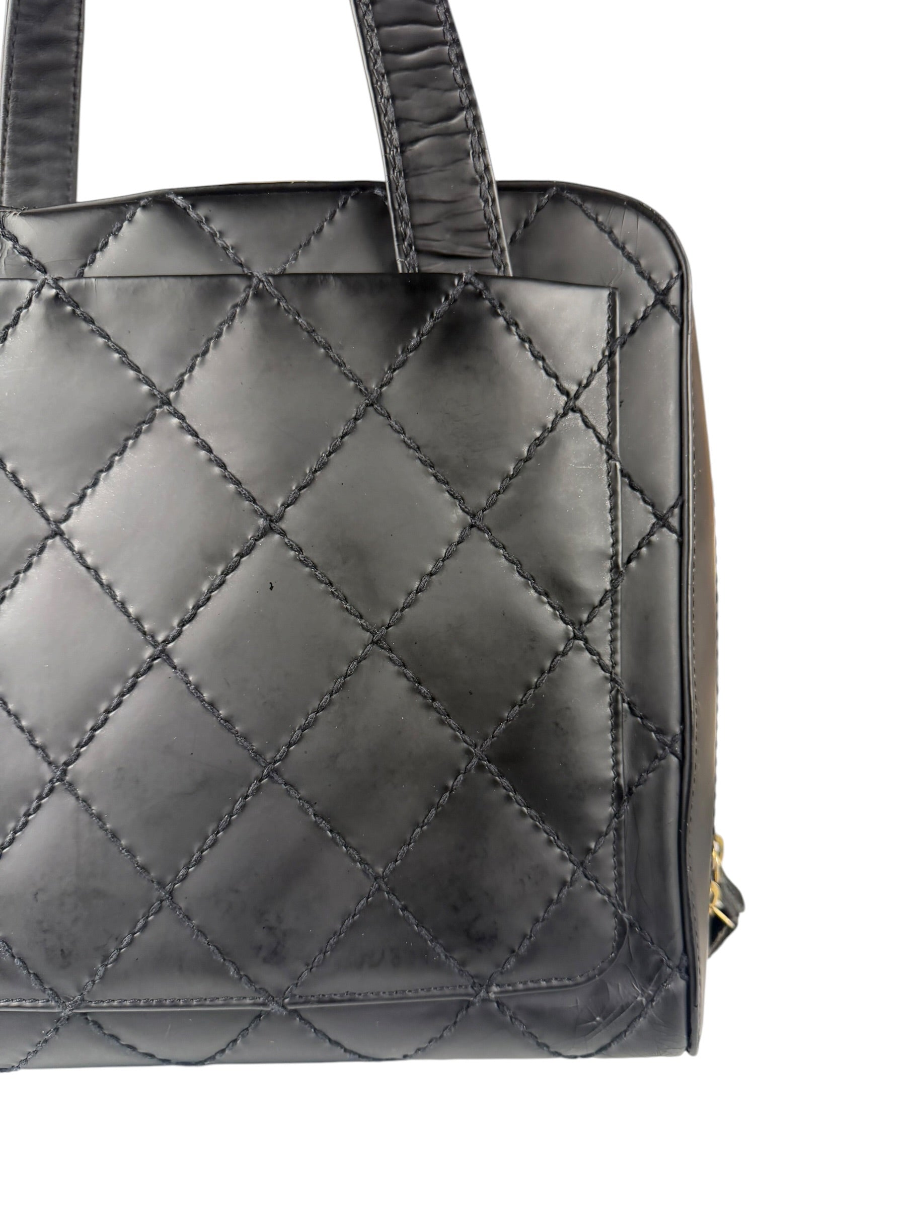 Chanel Black Leather Wild Stitch Tote Bag 2002