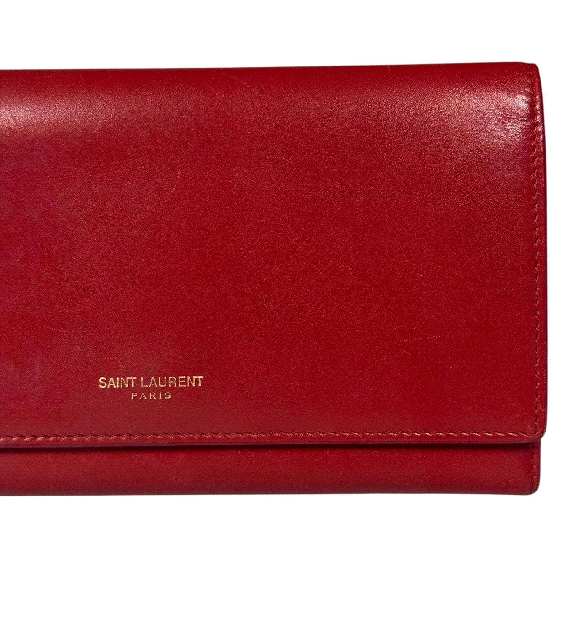 Yves Saint Laurent Long Snap Wallet Red