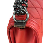 Chanel Red Quilted Lambskin Boy Flap Bag 2013