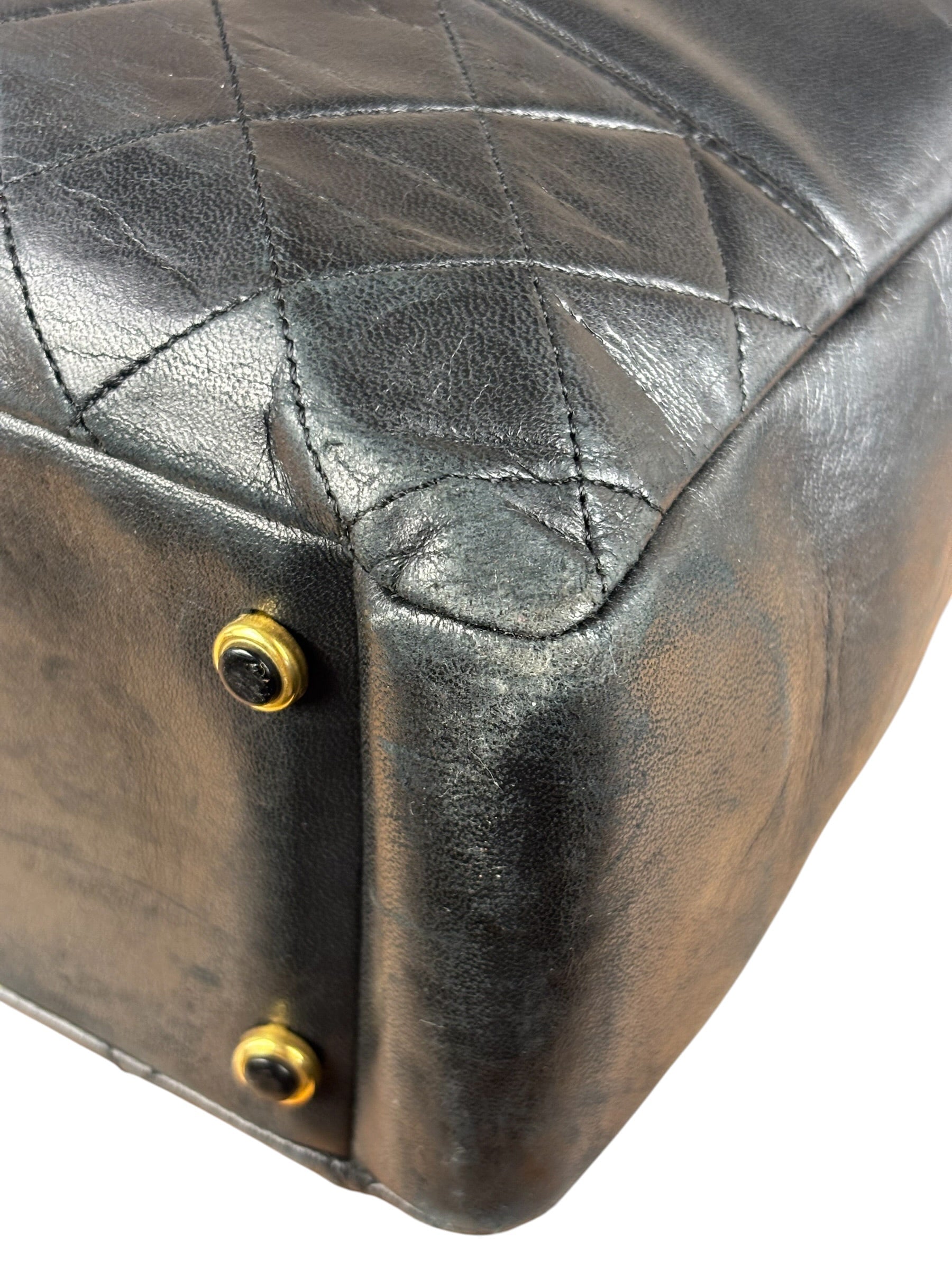 Chanel Vintage Black Quilted Leather Grand Shopping Tote/Shoulder Bag-1990