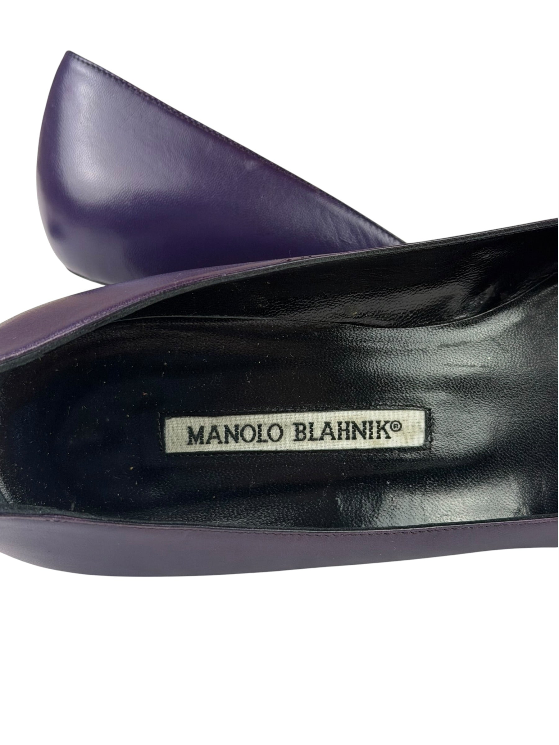 Manolo Blahnik Purple/Black Bow Kitten Heels