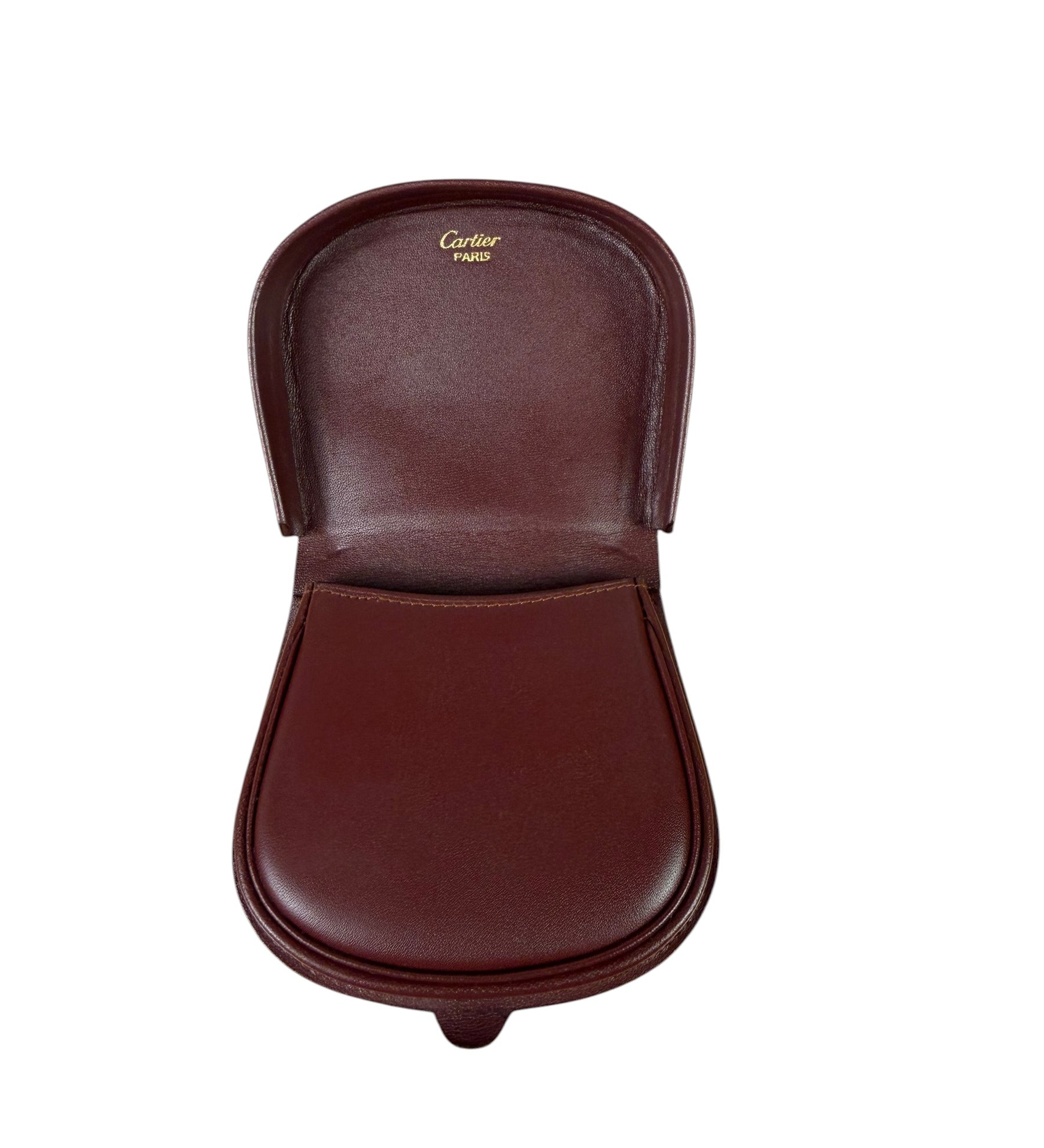 Cartier Vintage Burgundy Leather Half Circle Coin Case