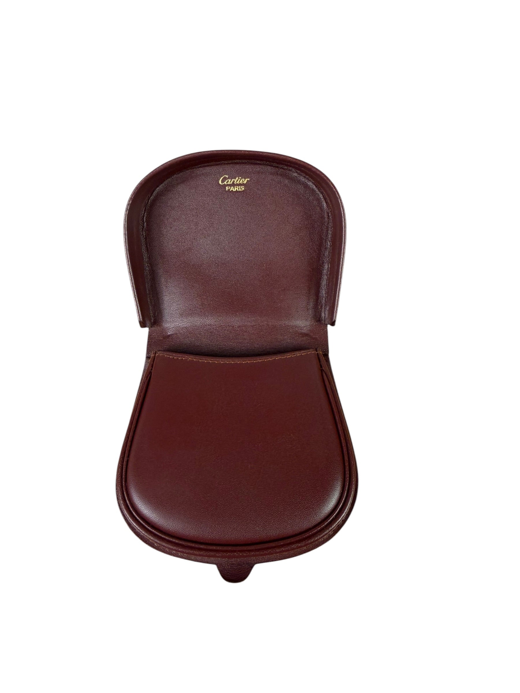 Cartier Vintage Burgundy Leather Half Circle Coin Case