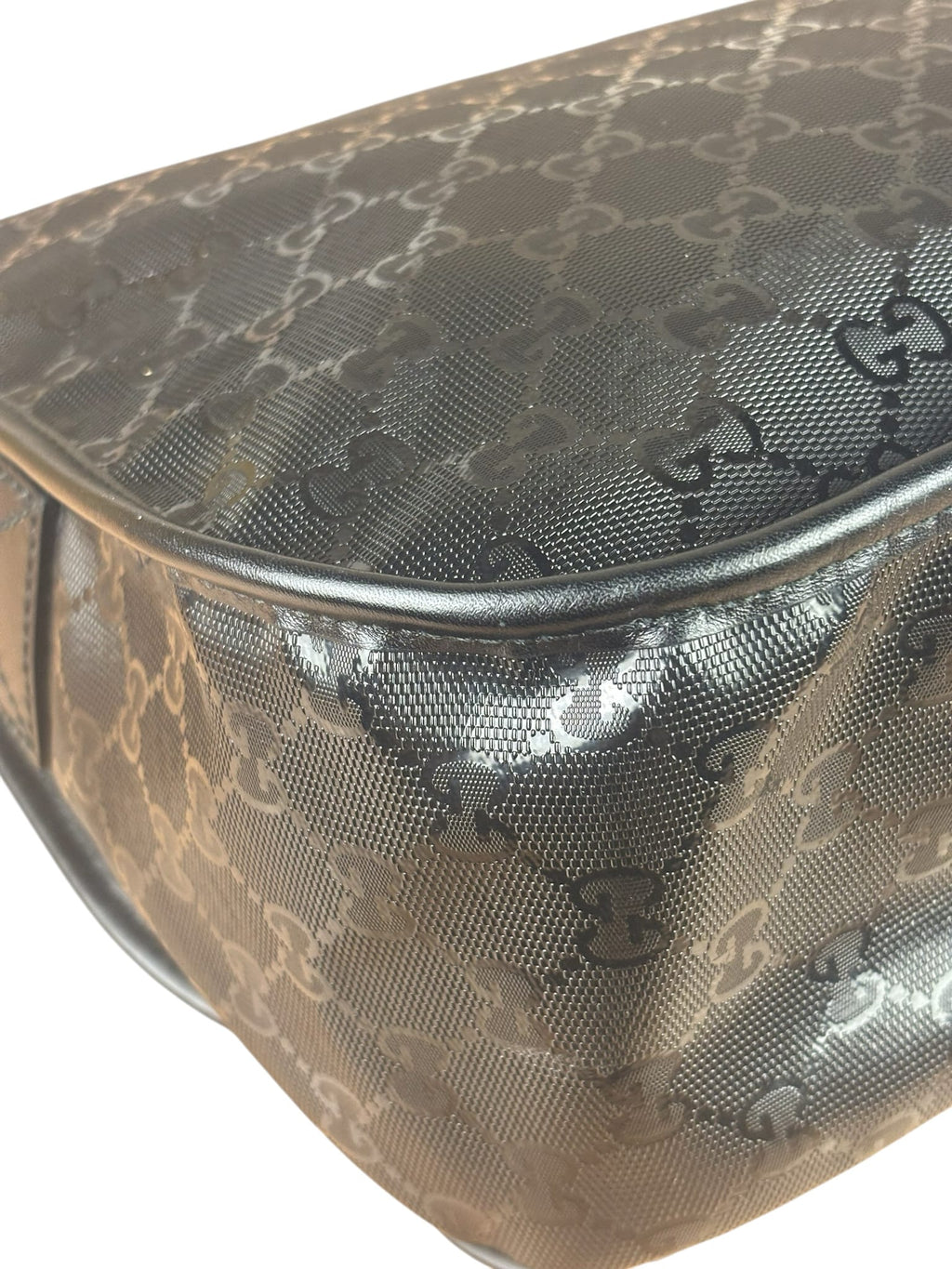 Gucci Black PVC GG Flap Messenger Bag