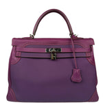 Hermes Kelly 35 Purple Ghillies Swift Togo Leather Handbag 2015