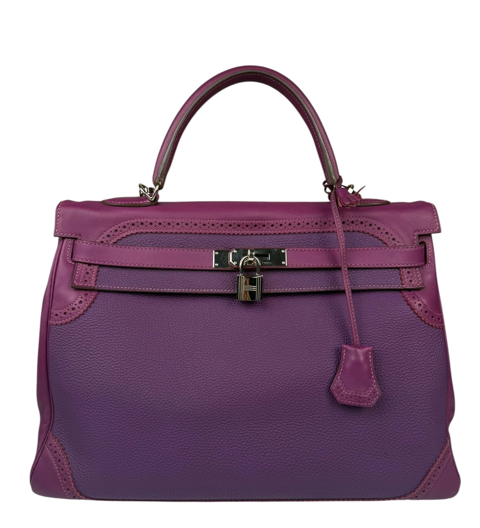 Hermes Kelly 35 Purple Ghillies Swift Togo Leather Handbag 2015