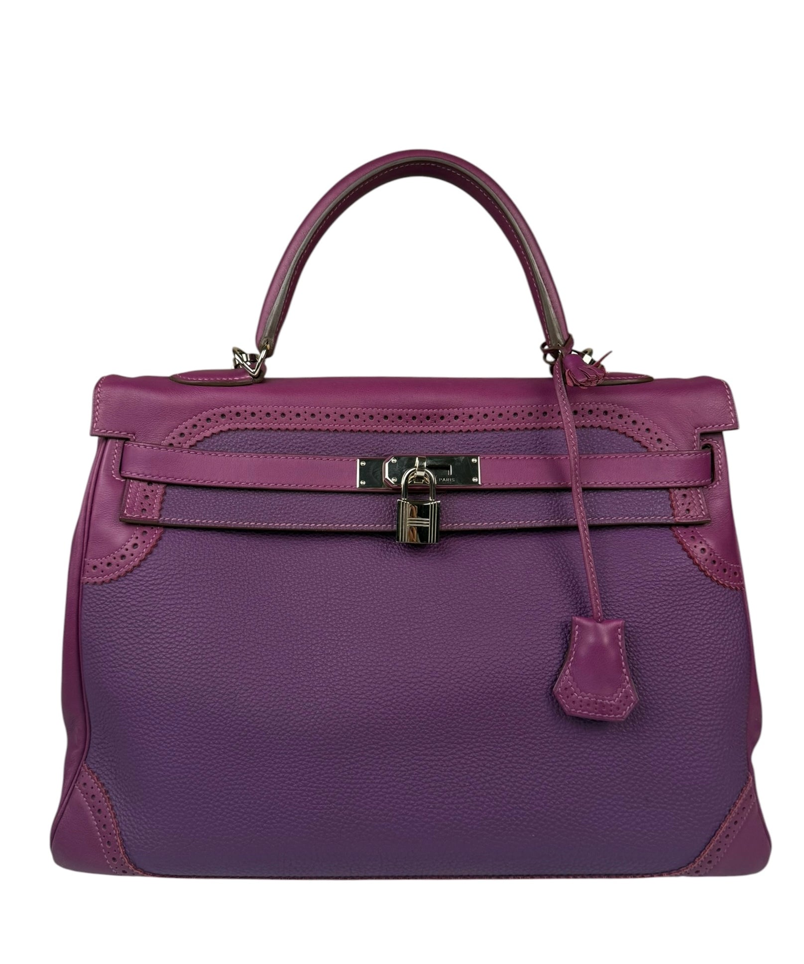 Hermes Kelly 35 Purple Ghillies Swift Togo Leather Handbag 2015